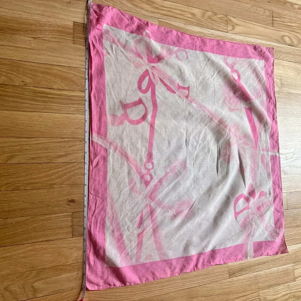 Dior Pink and White cotton Scarf 25x27